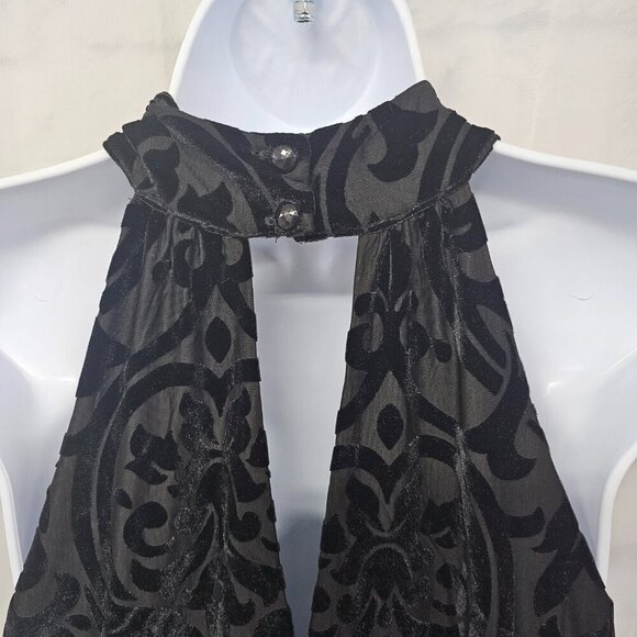 Francescas Black Velour Flocked Choker Tank Goth Boho Burnout Romantic S - Picture 8 of 13